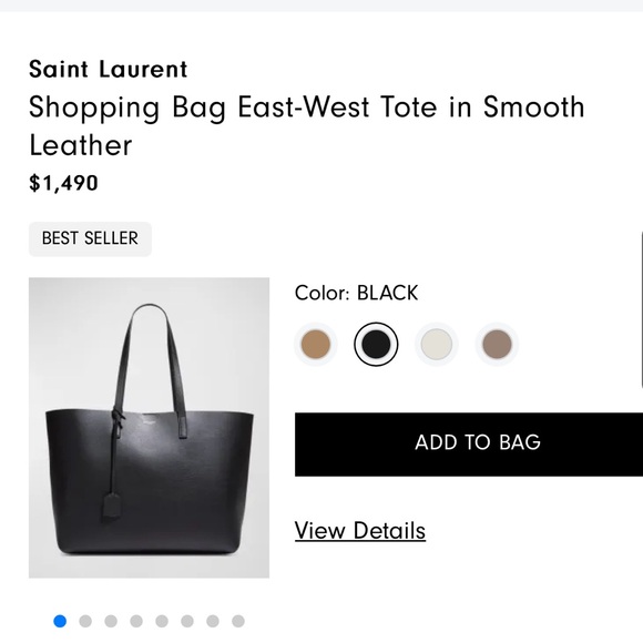 Authentic YSL east west shopping bag tote in smooth black leather - Picture 12 of 14